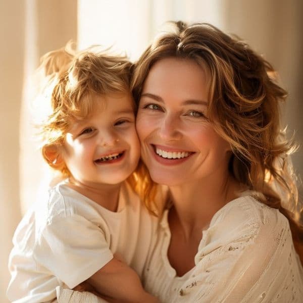 Happy mother and son smiling — Bay Street Smiles family dentistry in Rockdale